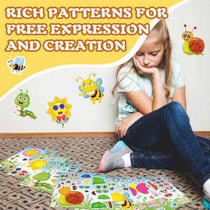 24 Sheets Make Your Own Stickers, Bug Stickers for Kids Toddlers | Insect & Plant Theme Sticker with Bees, Butterflies, Flowers for Classroom Rewards, Birthday Party Favors - style: Insect & Plant Theme Sticker