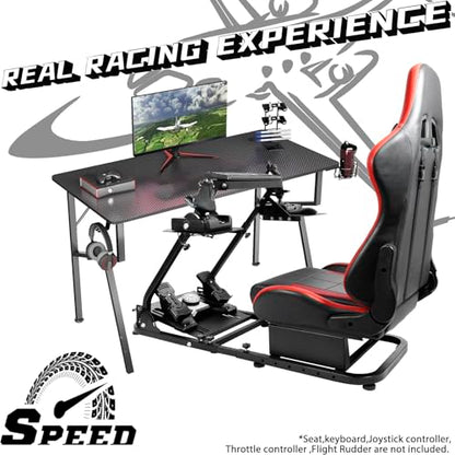 Dardoo Flight Racing Simulator Cockpit Adjustable Fit for Logitech G923 G Saitek, for Thrustmaster T80 T150 HOTAS Warthog, Game Mount Without Wheel, Shifter,Seat and Pedal