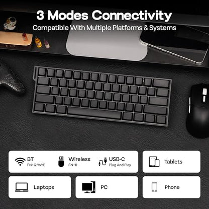 MechLands Aula Mini60 HE PRO Wireless Hall Effect Gaming Keyboard, 4000mAh | Magnetic Keyboard with 8K Polling, Fast Trigger, SOCD & DKS, Adjustable Actuation, RGB Backlit, Sound Dampening (Black) - color: Black