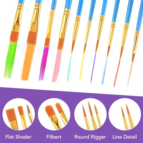 AROIC Acrylic Paint Brush Set, 36pack/360pcs Nylon Hair Paint Brushes, for Oil Painting Rock Body Painting, Artist Amateur Craft Paint Brushes Supplies, Children Adult Painting Small Paint Brush Set. - size: 360pcs