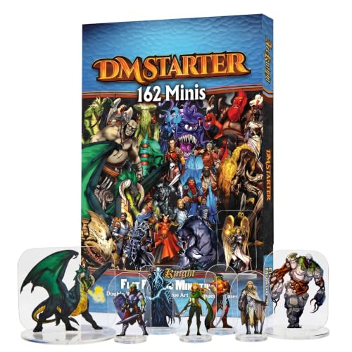 Arcknight DM Starter Set - 162 Flat DND Minatures for Dungeons and Dragons, Pathfinder & More - Double-Sided, Full-Color Artwork