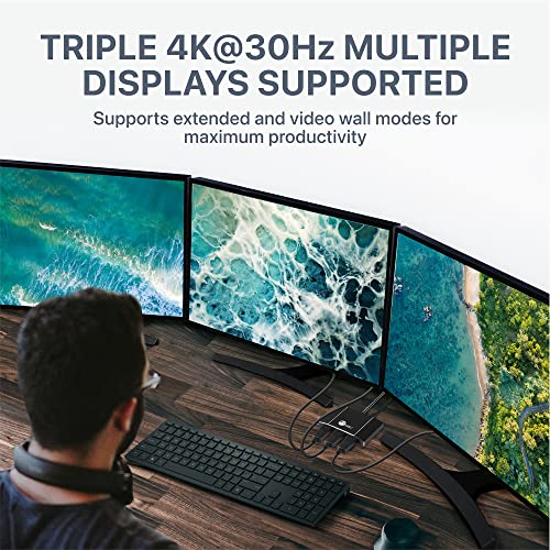 SIIG USB-C Dual HDMI MST Hub, Dual 4K60, CE-DP0Q11-S1 | Run two 4K60Hz HDMI displays from one USB-C port; MST enables extended desktops on Windows and ChromeOS, not macOS. - size: DisplayPort 1.4 to, style: 3x HDMI