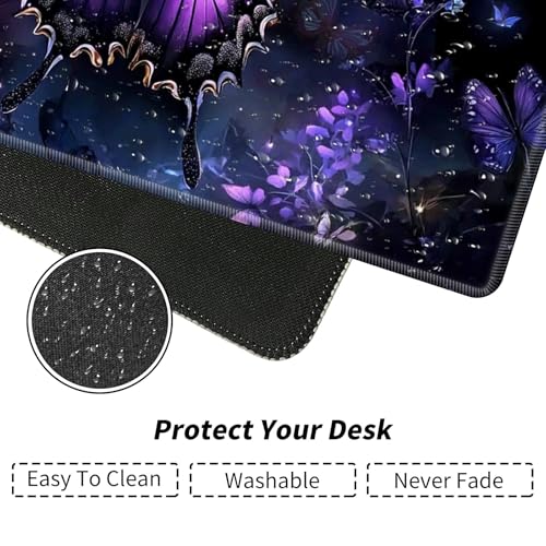 Purple Butterfly with Glittering for MTG & TCG Playmat Mouse Pad,BFDHGQZC 24" x 14" Game Mat for MTG/RPG/CCG Trading Card Game Playmats Table Mat Perfect for Card Games Video Games Computer Office - color: Purple Butterfly With Glittering