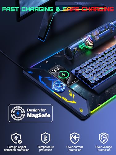 TopMade Wireless Charging Mouse Pad, RGB Gaming Mousepad, 35.4" x 15.8" Extra Large Waterproof Keyboard Desk Pad, Computer Desk Mat, Cosmic Planet (Includes 20W PD Power Adapter & 6.56ft Woven Cable) - color: RGB Cosmic Planet-35.4"x15.8"-with Adapter