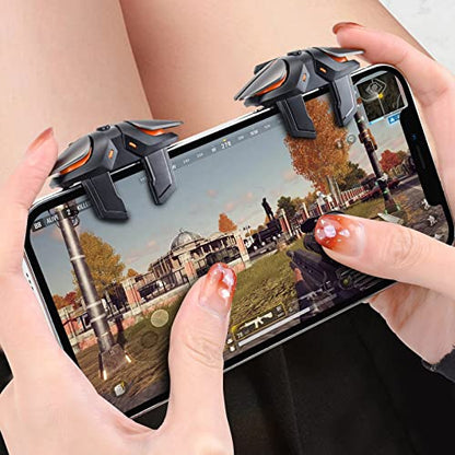 Newseego for Mobile Game Controller, Sensitive Mobile Gaming Trigger Shooter with Six-Finger Linkage for iPhone & Android, Controller Joysticks Aim Trigger Keys for Survival Rules - color: Black -A13