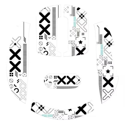 Mouse Anti Slip Grip Tape, Pre-Cut Universal Griptape for Superlight Wireless Gaming Mouse Skins, Sweat Resistant, Elastics Refined Side Grips, Easy to Apply, Ultra-thin 0.5mm (0.02in) - White - color: White & Black