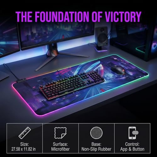 Luminous RGB Gaming Desk Mat, Large Mouse Pad, Wear-Resistant Non-Slip Pad, PC Accessory, 11.82"x27.58"(Big)