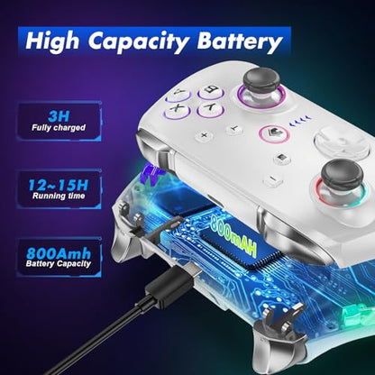 Wireless Pro Controller for Switch 2/Switch/Lite/OLED,Replacement for Switch Pro Controller,Switch 2 Controller Support PC & Android/iOS with RGB LED,Wake-up,Programmable,Adjustable Turbo Vibration Function