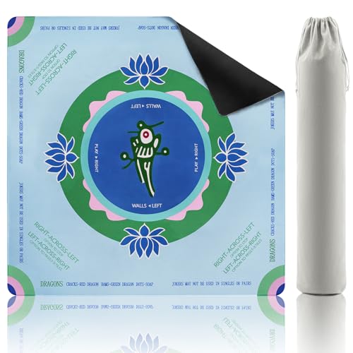 Mahjong Mat for Table, American Mahjong Mat with Rules, 32x32 Inch | Rubber Non-Slip Mah Jong Mat, Noise Reduction Table Cover Accessories for Mahjong, Poker, Board Games, Dominoe - color: Green Chick