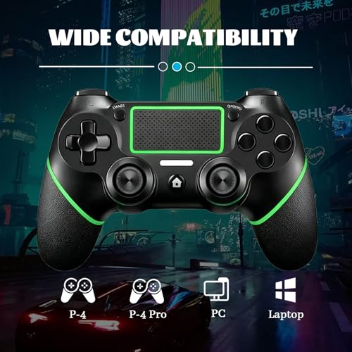 Wireless Controller for Ps4 Controller Compatible with PS4/Slim/Pro/Windows PC,with Touchpad/Vibration/Built-in Speaker&3.5mm Headphone Jack/Six-axis Motion Control/USB-C Charging Cable,Black Green - color: Green Blacck