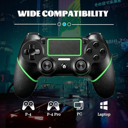 Wireless Controller for Ps4 Controller Compatible with PS4/Slim/Pro/Windows PC,with Touchpad/Vibration/Built-in Speaker&3.5mm Headphone Jack/Six-axis Motion Control/USB-C Charging Cable,Black Green - color: Green Blacck