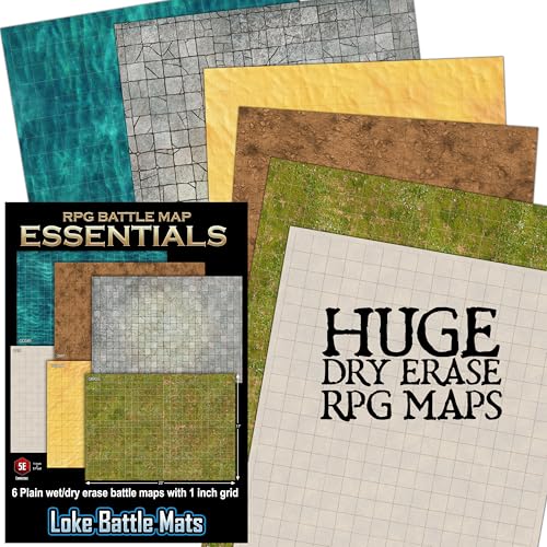 Essential RPG Battle Maps Starter Set: Dry Erase Grid & Terrain Maps | Plain grid and terrain maps for D&D, age 14+