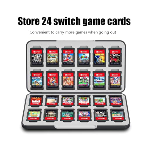 NANANINO Switch Game Case 24 Slots, Hard Shell Game Card Holder with Magnetic Closure, Portable Waterproof Switch Game Storage for Switch OLED, Lite & Switch 2 Travel Carry - color: Astronaut