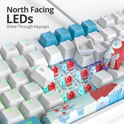 75% Mechanical Gaming Keyboard with Red Switch, RGB LED Backlit Keyboard White and Blue, 87 Keys Compact TKL Wired Computer Keyboard for Windows Laptop PC Gamer (87 Sea) - color: 87 Sea/Red Switch