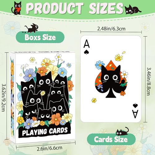 Playing Cards, Cute Black Cat Playing Cards, Floral Cats Themed Deck of Cards for Game Nights, Premium Standard Size Poker Cards for Card Games, Parties, Travel, Casino Games & Cat Lover Gifts