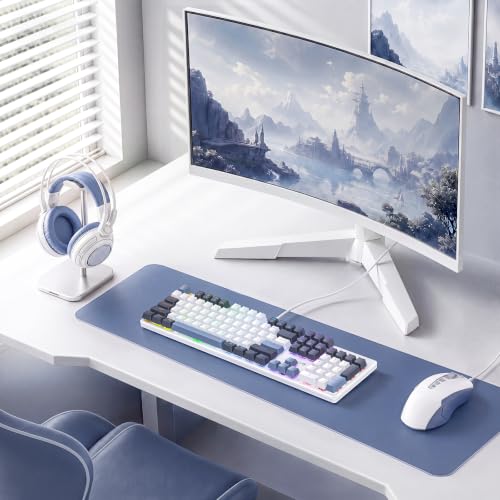 Redragon Mechanical Gaming Keyboard Wired, 11 Programmable Backlit Modes, Hot-Swappable Red Switch, Anti-Ghosting, Double-Shot PBT Keycaps, Light Up Keyboard for PC Mac, Blue - color: White Blue