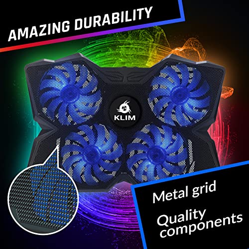 KLIM Wind Laptop Cooling Pad - More Than 500 000 Units Sold - New Version - The Most Powerful Rapid Action Cooling Fan - Laptop Stand with 4 Cooling Fans at 1200 RPM - USB Fan - PS5 PS4 - RGB - color: RGB