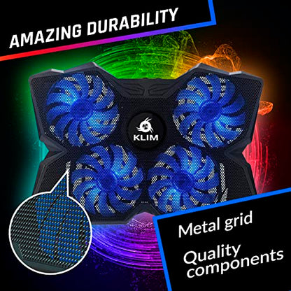 KLIM Wind Laptop Cooling Pad - More Than 500 000 Units Sold - New Version - The Most Powerful Rapid Action Cooling Fan - Laptop Stand with 4 Cooling Fans at 1200 RPM - USB Fan - PS5 PS4 - RGB - color: RGB