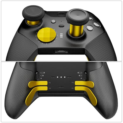 14-in-1 Controller Accessories Kit Compatible with Xbox Elite Series 2, 6 Premium Metal Thumbsticks, Swap Joysticks, 4 Interchangeable Paddles, 2 D-Pads, 1 Tool & 1 Storage Bag (Bright Gold) - color: Bright Gold