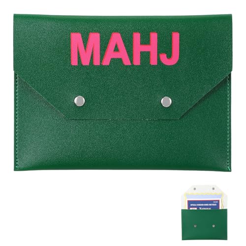 Leather Mahjong Card Clutch Holder Pouch for Cards Mahjong Accessories Protective Cover Case with Secure Closure Ideal Gift for Lover Playing Game Night(8x6 Inch,Dark Green) - color: Dark Green, size: 8x6 Inch, style: Solid Color