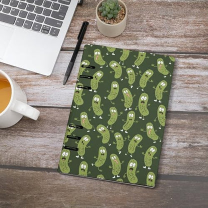 JOJOART Cute Pickle Characters Funny Journals Binder Notebook Loose Leaf 6-Ring Professional Notebook,Spiral Notebooks Refillable Journal Notebook,90 Sheets for Office Travel Planner