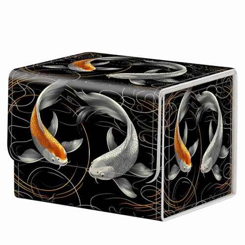 Strong Magnet for TCG MTG Commander Deck Box Playing Card Case Organizer Trading Card Case Trading Card Storage Box for Collectible Games Up to 200 Cards, Black White Yin Yang Koi Fish - color: Black White Yin Yang Koi Fish