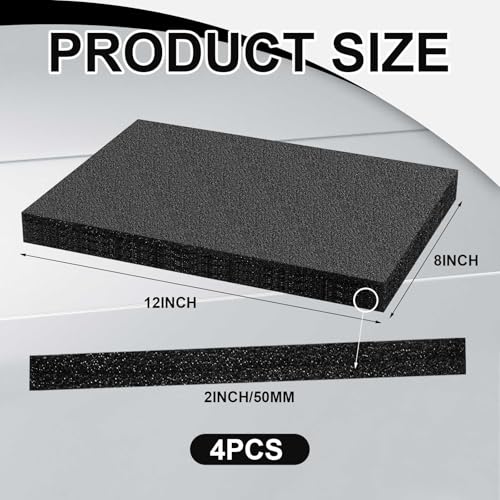 Frienda 4 Pcs 12" x 8" x 2" Polyethylene Foam Sheet Thick Black Packing Foam Padding Customizable PE Board Cushion Inserts for Cases Craft Shipping Moving DIY Projects Toolbox Storage - size: 12 x 8 x 2 inches