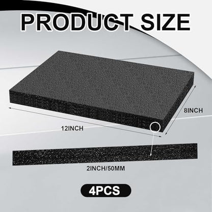 Frienda 4 Pcs 12" x 8" x 2" Polyethylene Foam Sheet Thick Black Packing Foam Padding Customizable PE Board Cushion Inserts for Cases Craft Shipping Moving DIY Projects Toolbox Storage - size: 12 x 8 x 2 inches