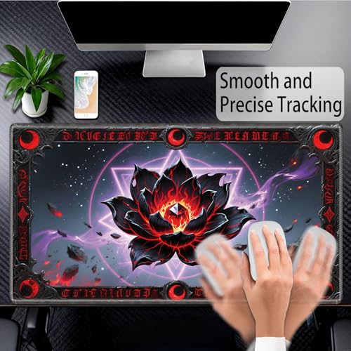 for MTG Playmat, for TCG Play Mat, 24 x 14 inches, Magic Game Card Mat Commander Playmat,Trading Card Inked Game Mat,Battle Game Rubber Non-Slip Mat - Lotus - color: Lotus
