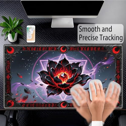for MTG Playmat, for TCG Play Mat, 24 x 14 inches, Magic Game Card Mat Commander Playmat,Trading Card Inked Game Mat,Battle Game Rubber Non-Slip Mat - Lotus - color: Lotus