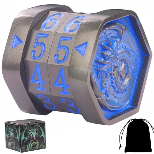 MTG Life Counter MTG Metal MTGs Commander Life Counter Wheel, No Installation Required Gift Box Packaging Suitable for Board Games, Card Games, Compatible with MTGs and TTRPG(Black Nickel_Blue) - color: Black-nickel_blue