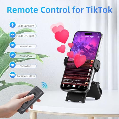 MILOUZ Remote Control Scrolling for Tiktok with Phone Stand,Page Turner for Kindle App E-Book,Bluetooth Camera Shutter Remote for iPhone, Android,iOS,iPad,Tablet (Black) - color: Black