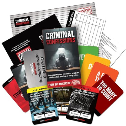 CRIMINAL CONFESSIONS Party Game - The Adult Card Game Where You Interrogate Friends to Uncover Surprising Stories of Petty Crime. Fun for Parties or Game Night - From the Makers of Unsolved Case Files