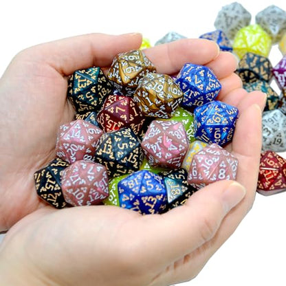 SmartDealsPro 50-Pack D6 D12 D20 6 12 20 Sided Dice Polyhedral Dice with Pouch for DND RPG MTG Table Game (D20, Dragon Pattern) - color: Dragon Pattern, style: D20