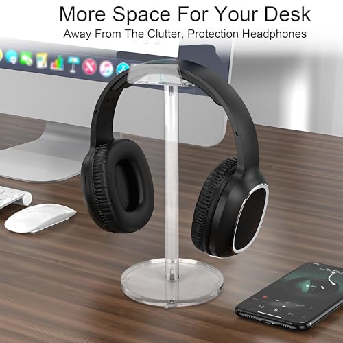 Acrylic Desktop Headphone Holder, Countertop Accessories Stand,Universal for All Music Gaming Headsets 1 Pack(DP015) - color: clear