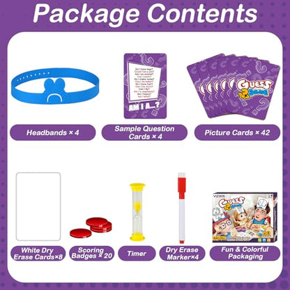 Headbands Game for Kids – Guessing Board Game to Boost Vocabulary, Critical Thinking, and Social Skills – Quick Question Family Game Night for 2–4 Players – Travel-Friendly Fun (Mixed Theme) - style: DIY Mixed