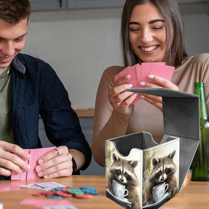 Raccoon Card Deck Box, MTG Commander Deck Box Card Deck Case for Trading Cards, 100+ Sleeved Cards with PU Leather Magnetic Card Storage Box for TCG CCG Magic Cards - color: 416