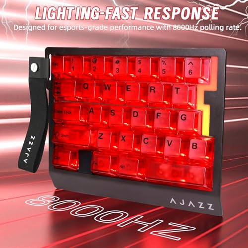 A.JAZZ AK029 Wired 29 Keys One-Handed RGB Gaming Keyboard with 8000HZ,0.01mm RT Magnetic Switches Adjustable Actuation,Hotswappable Mechanical Keyboard,Aluminum Plate,Web Driver for Gamers-Red - color: Red Transparent