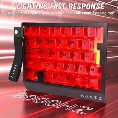 A.JAZZ AK029 Wired 29 Keys One-Handed RGB Gaming Keyboard with 8000HZ,0.01mm RT Magnetic Switches Adjustable Actuation,Hotswappable Mechanical Keyboard,Aluminum Plate,Web Driver for Gamers-Red - color: Red Transparent