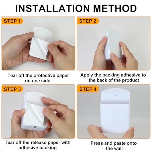 2 PCS Self Adhesive Remote Holder Wall Mount Control Holders | Small Wall Mounted TV Remote Bracket Air Conditioner and Pen Organizers and Accessories for Home Office School (White) - color: White