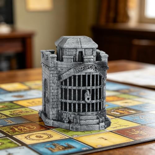 RPG Accessory Tabletop Gaming Decor Dice Jail AF1226A | Dice Prison & Tabletop Dice Organizer, Perfect Fantasy Gifts and Role Playing Games Miniatures Prop Silvery Hand-Painted - color: Af1226a Dice Jail Silvery