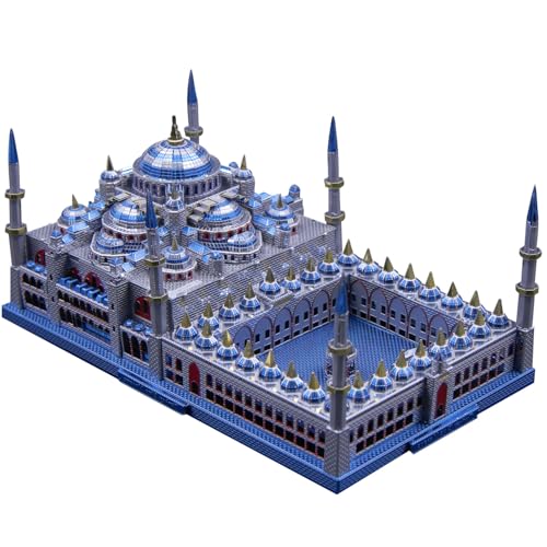 Microworld 3D Metal Puzzle for Adult, Turkey Blue Mosque Architecture Metal Model Kits, 3D Puzzles for Adults DIY Building Model Brain Teaser for Age 16+ (Sultan Ahmed Mosque)