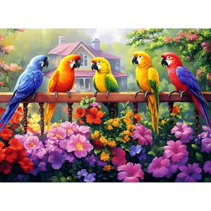 300 Piece Puzzles for Adult, Beauty Parrots and Flowers Jigsaw Puzzle - style: Bird
