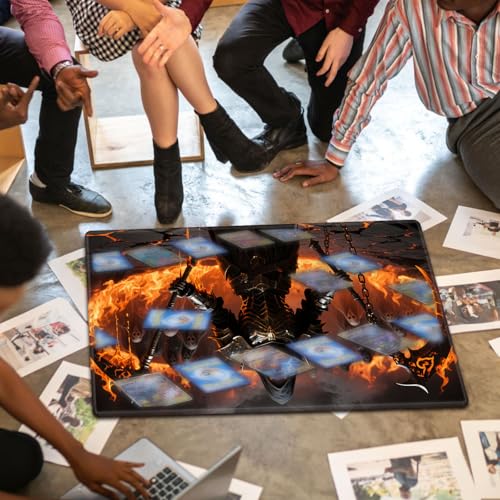 Large Gaming Playmat Compatible with MTG, Seamless Card Game Mat with Stitched Edges, 23.6 x 13.7 in Natural Rubber Desk Pad with Transparent Drawstring Bag, No Grid Layout, Red Rose Skull Love - color: Dark Reaper Armor, size: 24"X14" Regular