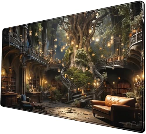 Dark Academia Bookish Desk Mat Adventure Dreams Extended Mousepad Large Gaming Mousepad Black Extended Mouse Pad XXL Laptop Computer Mouse Keyboard Mat 31.5 x 15.7 - color: A9- Bookish Academia
