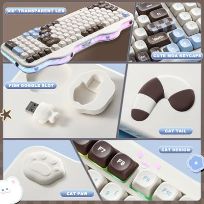 YUNZII C98 Cute Cake Wireless Mechanical Keyboard(Choco, Candy Switch) | 99 Keys with Number Pad, Hot Swap, PBT MOA Keycaps, BT5.0/2.4G/USB-C, Gasket Mount, Custom RGB Backlit for Win/Mac - color: Choco, size: Candy Linear Switch