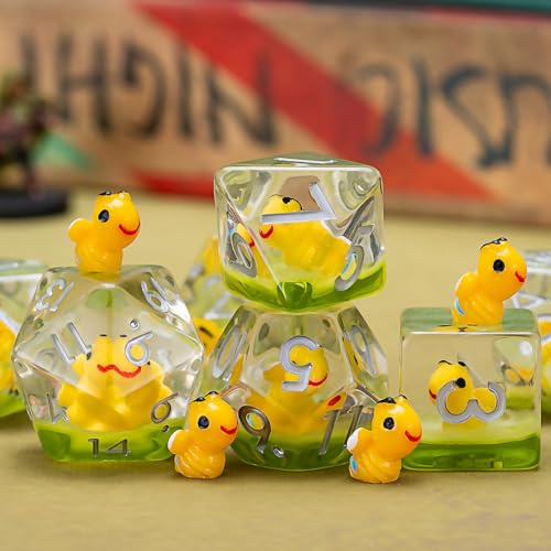 D&D Bee Dice Set, Honeybee Resin Polyhedral Dice for Dungeons and Dragons, RPG, MTG DND 7-DIE (D4, D6, D8, D10, D12, D20, D%) for Ages 15 and Up - color: Bee