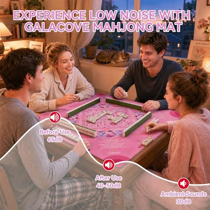 33" x 33" Blush Zen Lotus Mahjong Mat - Non-Slip Neoprene Pad, Noise Reducing, Easy Clean, Portable for Home, Travel & Airbnb - color: Blush Zen Lotus