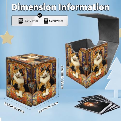 Card Deck Box for MTG Commander,Collectible Trading Storage Box Fits 120+ Single Sleeved Cards Magnetic Case PU Leather for Magic Commander TCG CCG MTG,Cute Cat Sofa - color: Cute Cat Sofa
