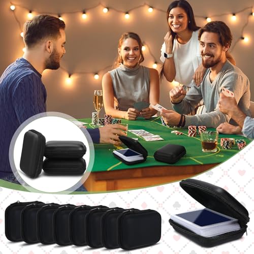 Jexine 8 Pieces Card Case Compatible with Travel Games Cards Games Playing Case Deck Game Playing Storage Box Carrying Holder (Black) - color: Black